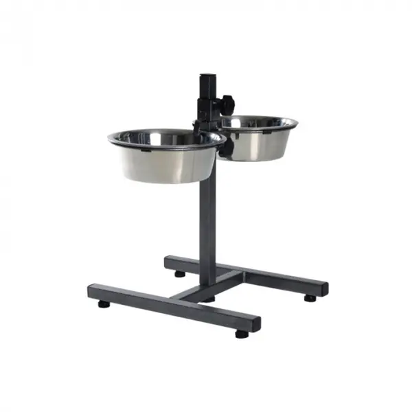Stativ reglabil cu 2 castroane din inox 2 x 1,8 L 20 cm