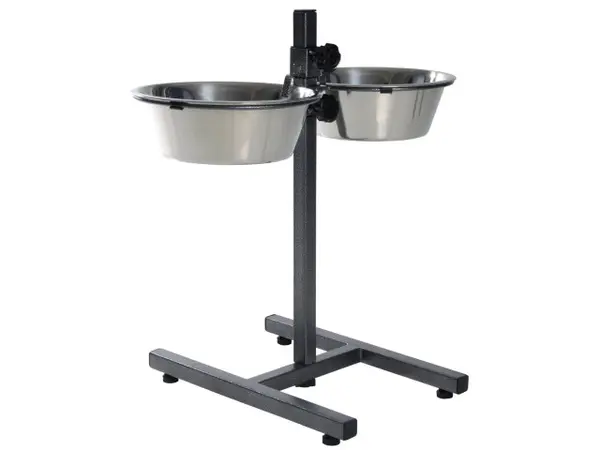 Stativ reglabil cu 2 castroane din inox 2 x 2,8 L 24 cm