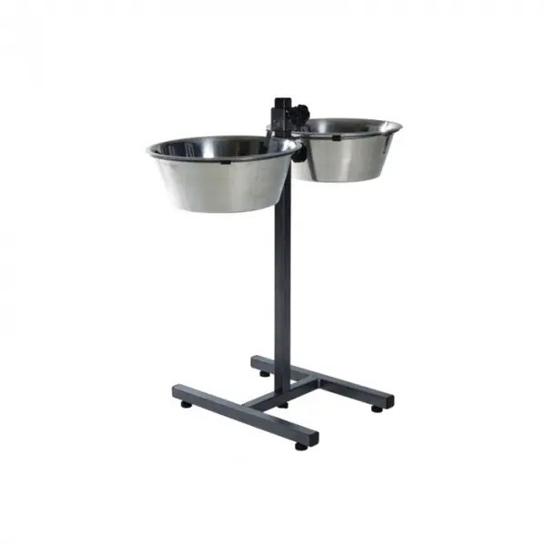 Stativ reglabil cu 2 castroane din inox 2 x 4,5 L 28 cm