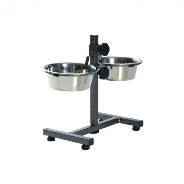 Stativ reglabil cu 2 castroane din nox 2 x 0,75 L 15 cm