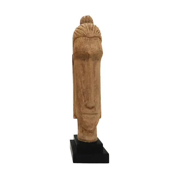Statueta Buddha Dran bust lemn de mango, Natural, 12x12x52 cm