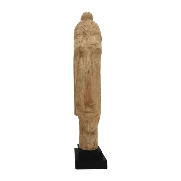 Statueta Buddha Dran bust lemn de mango, Natural, 12x12x63 cm