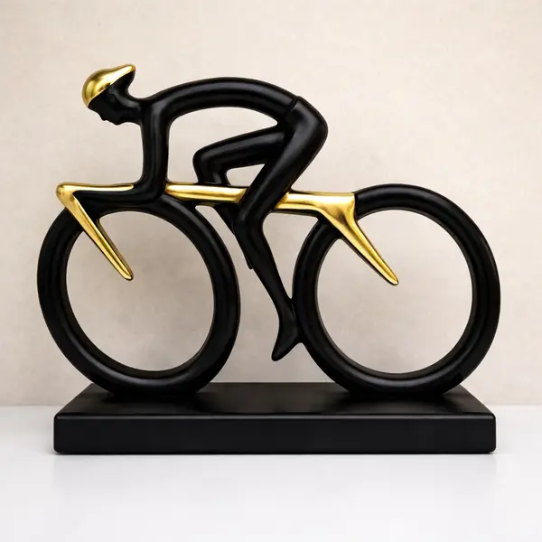 Statueta decorativa Ciclist modern din rasina 20 x 5.5 x 15 cm design premium minimalist