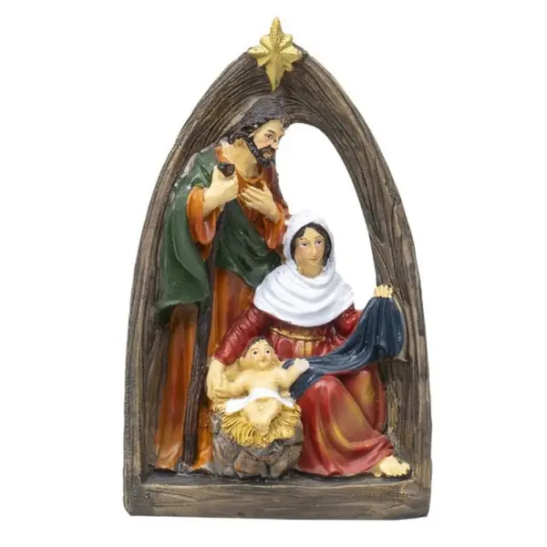 Statueta Decorativa, Model Familia Sfanta, Rasina, Inaltime 15.5 cm