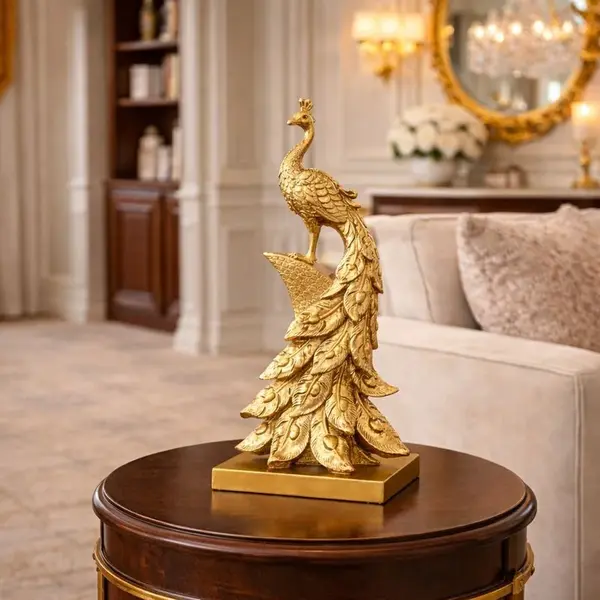 Statueta Decorativa Paun Elegant 40 cm din Rasina