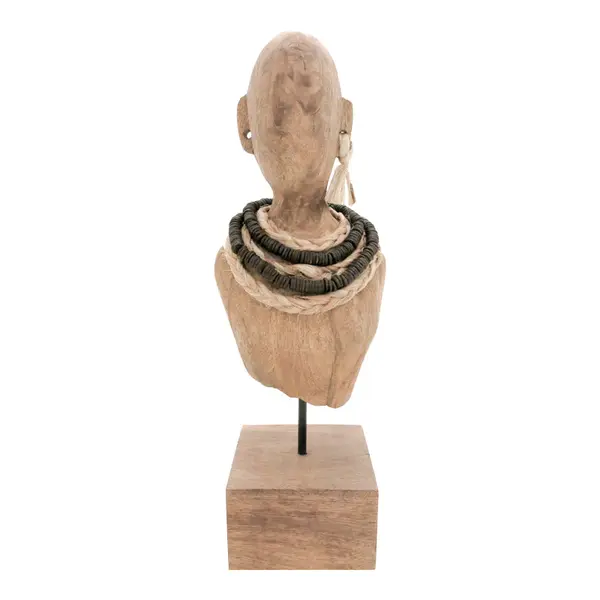 Statueta Ebia bust lemn de mango metal, nuc, 17x12x44 cm