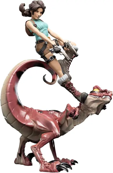Statuetă Weta Games: Tomb Raider - Lara Croft & Raptor, 24 cm