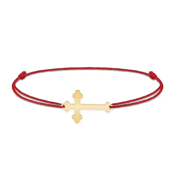 Stavros - Bratara personalizata snur si cruce din argint 925 placat cu aur galben 24K