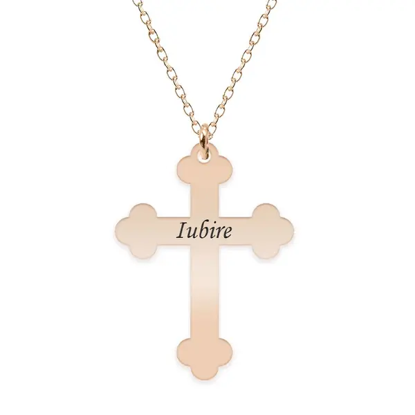Stavros - Colier personalizat cruce din Argint 925 placat cu aur roz