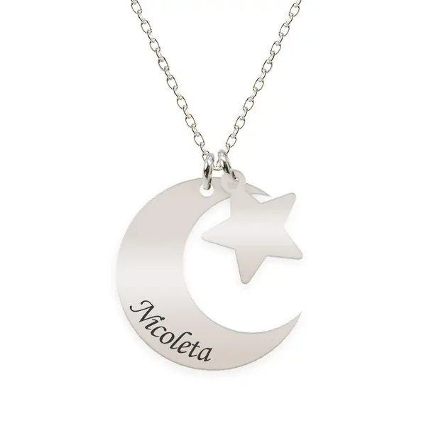 Stella - Colier din argint 925 personalizat - Semiluna si Stea
