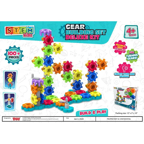 STEM kidz Set de constructie STEM kidz Set de constructie cu rotite Deluxe, 100 piese, Plastic durabil, Varsta 4+ ani