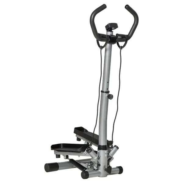 Stepper ghidon reglabil, cu 2 pistoane hidraulice, Monitor LCD, manere moi 55x53x118-128cm, negru HOMCOM | Aosom Romania