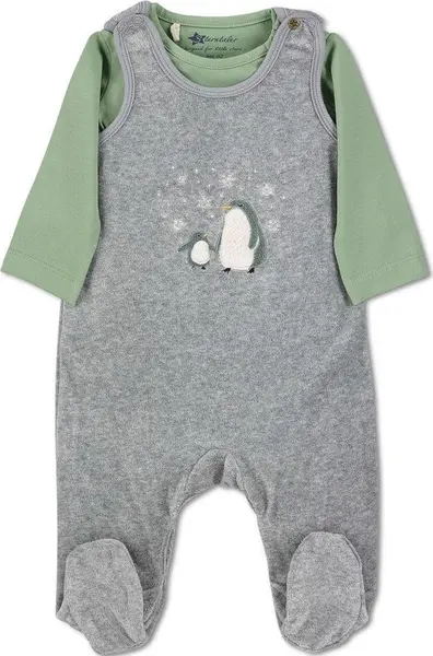 Sterntaler Set salopetă cu mâneci lungi și body - Penguin, 68 cm, 5-6 luni