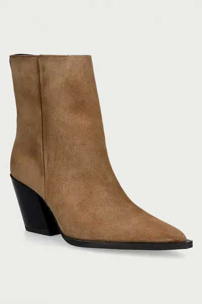 Steve Madden botine cu toc pentru femei din piele întoarsă Melle