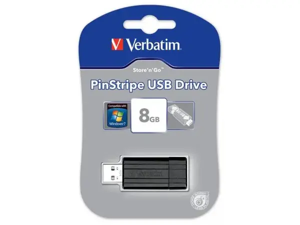 Stick Memorie Verbatim Store 'n' Go PinStripe 8GB, USB 2.0, black Stick Memorie Verbatim Store 'n' Go PinStripe 8GB, USB 2.0, black