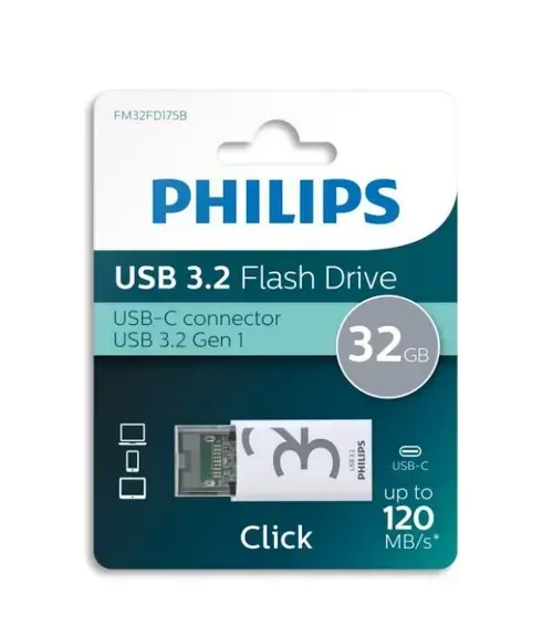 Stick USB Philips Click Series, 32GB, USB Type-C 3.2