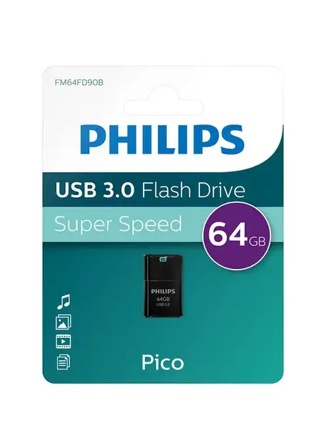 Stick USB Philips Pico Edition, 64GB, USB 3.0 (Negru)