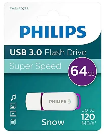 Stick USB Philps FM64FD75B/00, 64GB, Editia Snow, USB 3.0 (Alb/Mov)