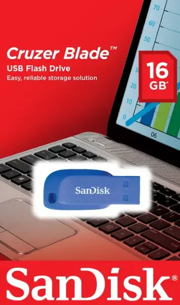 Stick USB SanDisk Cruzer Blade SDCZ50C-016G-B35BE, 16GB, USB 2.0 (Albastru)