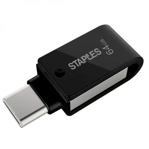Stick USB Staples K23, 64GB, USB-A/USB-C (Negru)