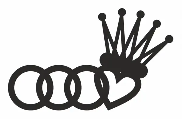 Sticker Auto Love Audi SA4 Negru, 15x10cm