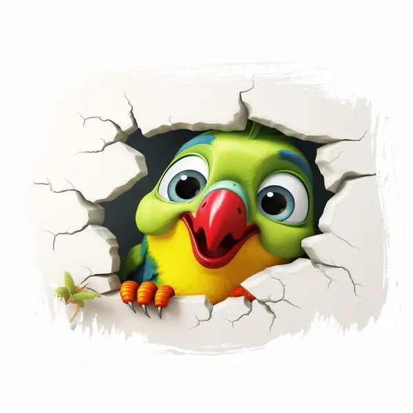 Sticker perete 3D Papagal simpatic,Autocolant Textil Premium Repozitionabil, 60x50 cm