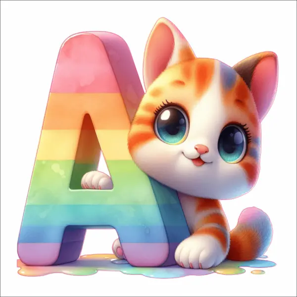 Sticker perete litere cu pisica - alege litera (A-Z) - A