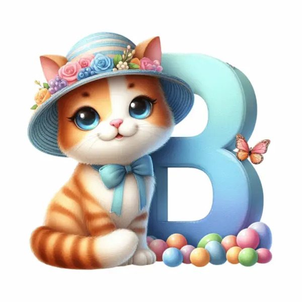 Sticker perete litere cu pisica - alege litera (A-Z) - B