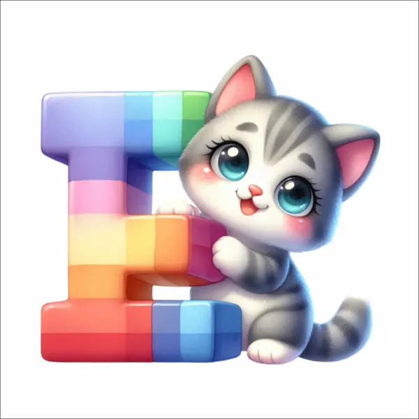 Sticker perete litere cu pisica - alege litera (A-Z) - E