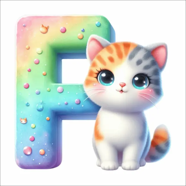 Sticker perete litere cu pisica - alege litera (A-Z) - F