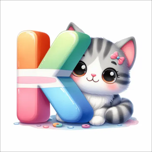 Sticker perete litere cu pisica - alege litera (A-Z) - K