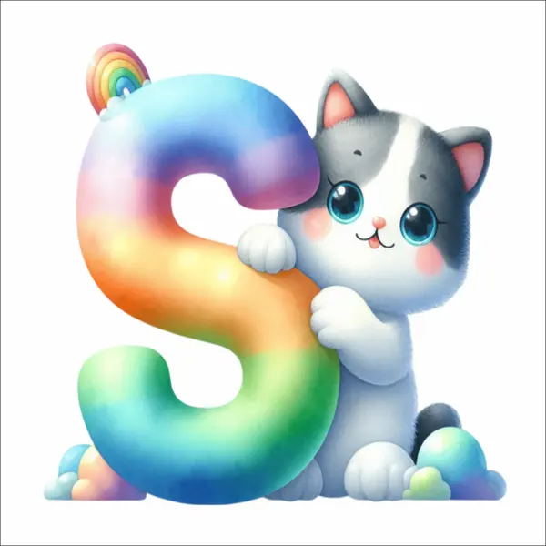 Sticker perete litere cu pisica - alege litera (A-Z) - S