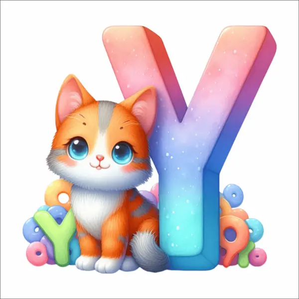 Sticker perete litere cu pisica - alege litera (A-Z) - Y