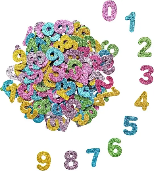 Stickere autoadezive cifre colorate glitter,hartie gumata,50 bucati set