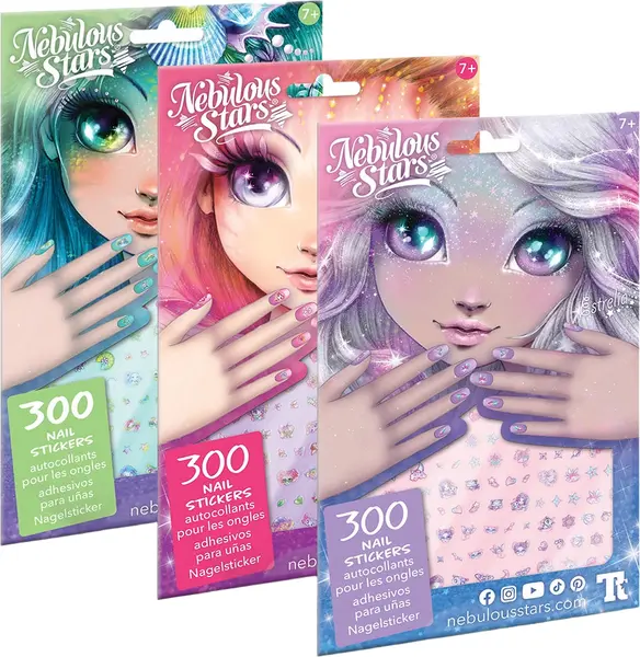 Stickere pentru unghii Nebulous Stars - Elemente mistice, 300 buc, sortiment