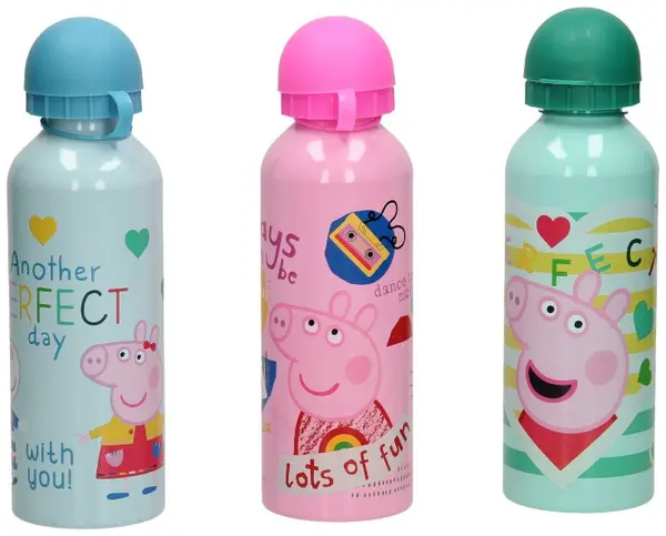 Sticlă aluminiu KIDS Licensing - Peppa Pig, 500 ml, sortiment