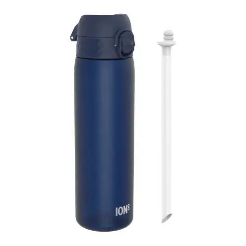 Sticla apa Slim Ion8, cu pai, recyclon, 500ml, Albastru