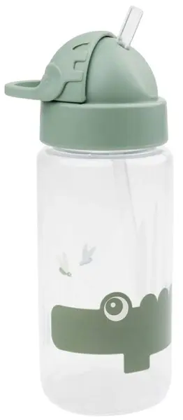 Sticlă cu pai Done by Deer - Croco, verde, 350 ml