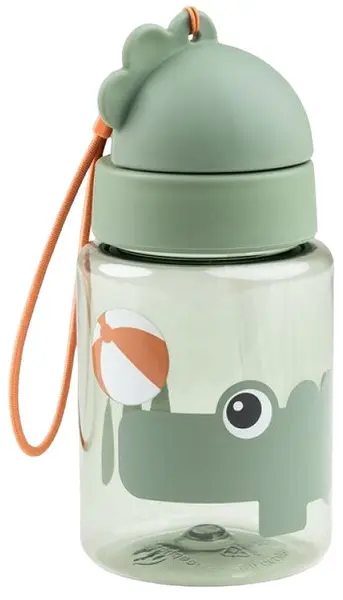 Sticlă cu pai Done by Deer - Playground, verde, 280 ml