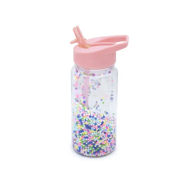 STICLA DE APA 300 ML CU PERETI DUBLI, MELII, CU BILE DIN SPUMA CULORI FETE