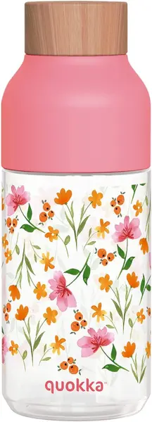 Sticlă de apă Quokka Ice - Pink Flowers, 570 ml
