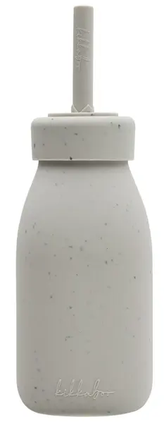 Sticlă de silicon cu pai KikkaBoo Platinum Silicone - Sand, 200 ml