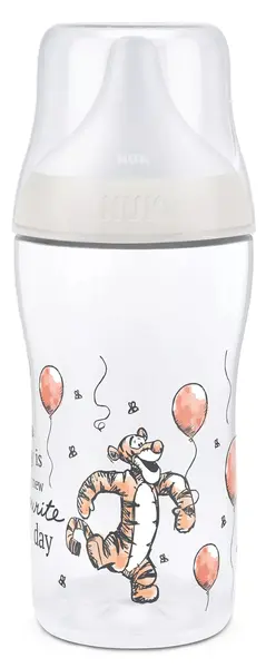 Sticlă pentru bebeluși Nuk Perfect Match - Temperature Control, 260 ml, PP, 3+ luni, Disney Tigru