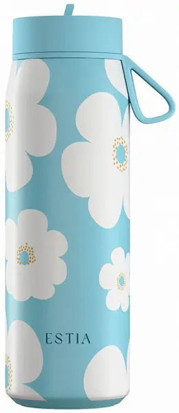 Sticlă termică cu mâner Estia Pulse - Blue Daisy, 500 ml