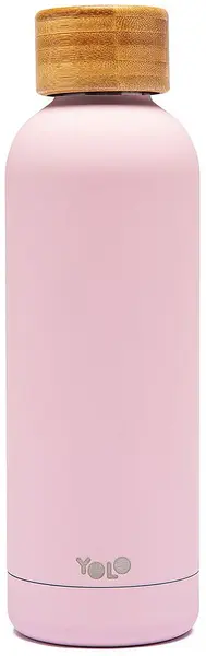 Sticlă termică YOLO - Pastel Pink, 500 ml, capac maro