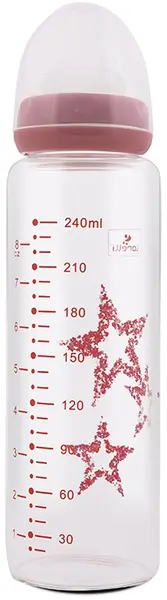 Sticluță de sticlă Lorelli - Anti colic, 240 ml, roz