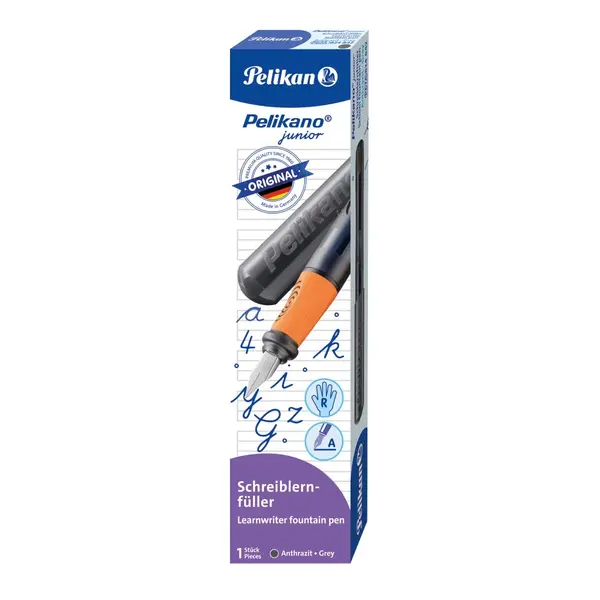 Stilou pentru dreptaci, Pelikano Junior, Penita A, Grip Ergonomic, Antracit