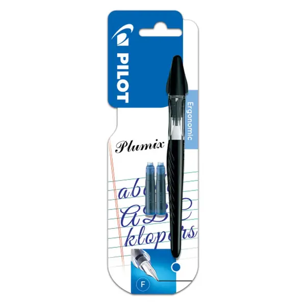 Stilou Pilot Plumix Neon negru varf F si 2 rezerve cerneala albastra Stilou Pilot Plumix Neon negru varf F si 2 rezerve cerneala albastra