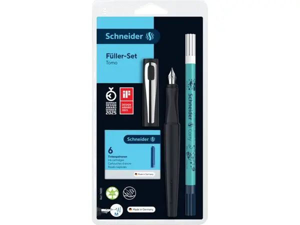 Stilou Schneider Tomo + pic corector + 6 rezerve,penita M,manson ergonomic, +7 ani