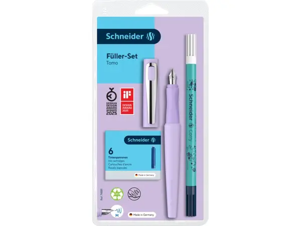 Stilou Schneider Tomo + pic corector + 6 rezerve,penita M,manson ergonomic, +7 ani